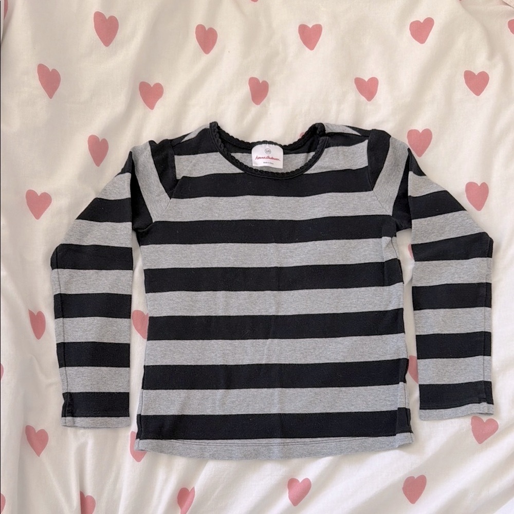 Hanna Andersson Black & Gray Striped Long-Sleeve Tee